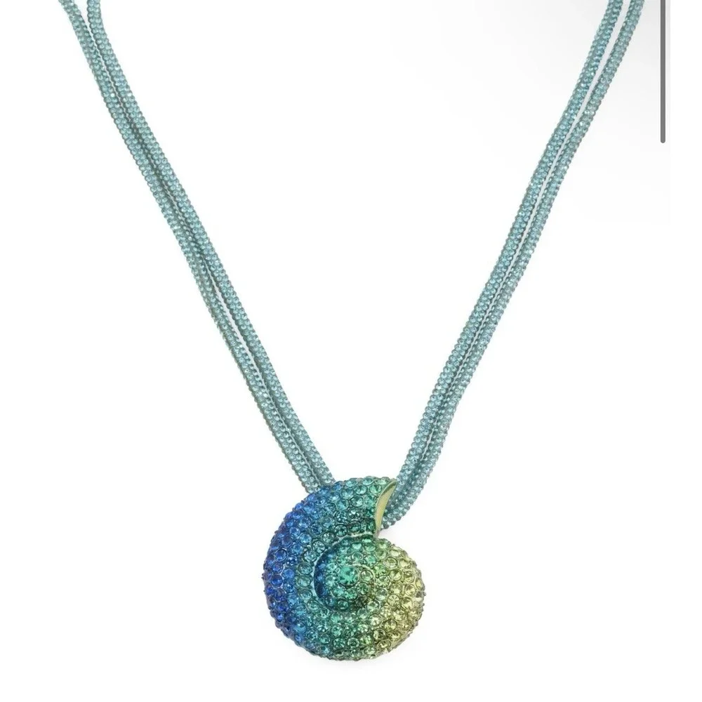 Betsey Johnson Necklace MERMAID JEWELS Shell Multi Strand Crystal Green Rare NWT